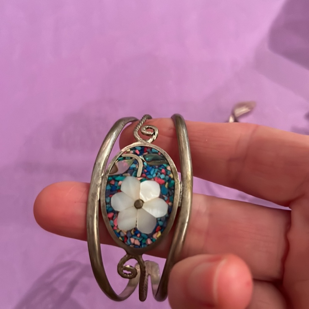 Mexican Silver , Bracelets , Aboleone Shell, Irid… - image 5